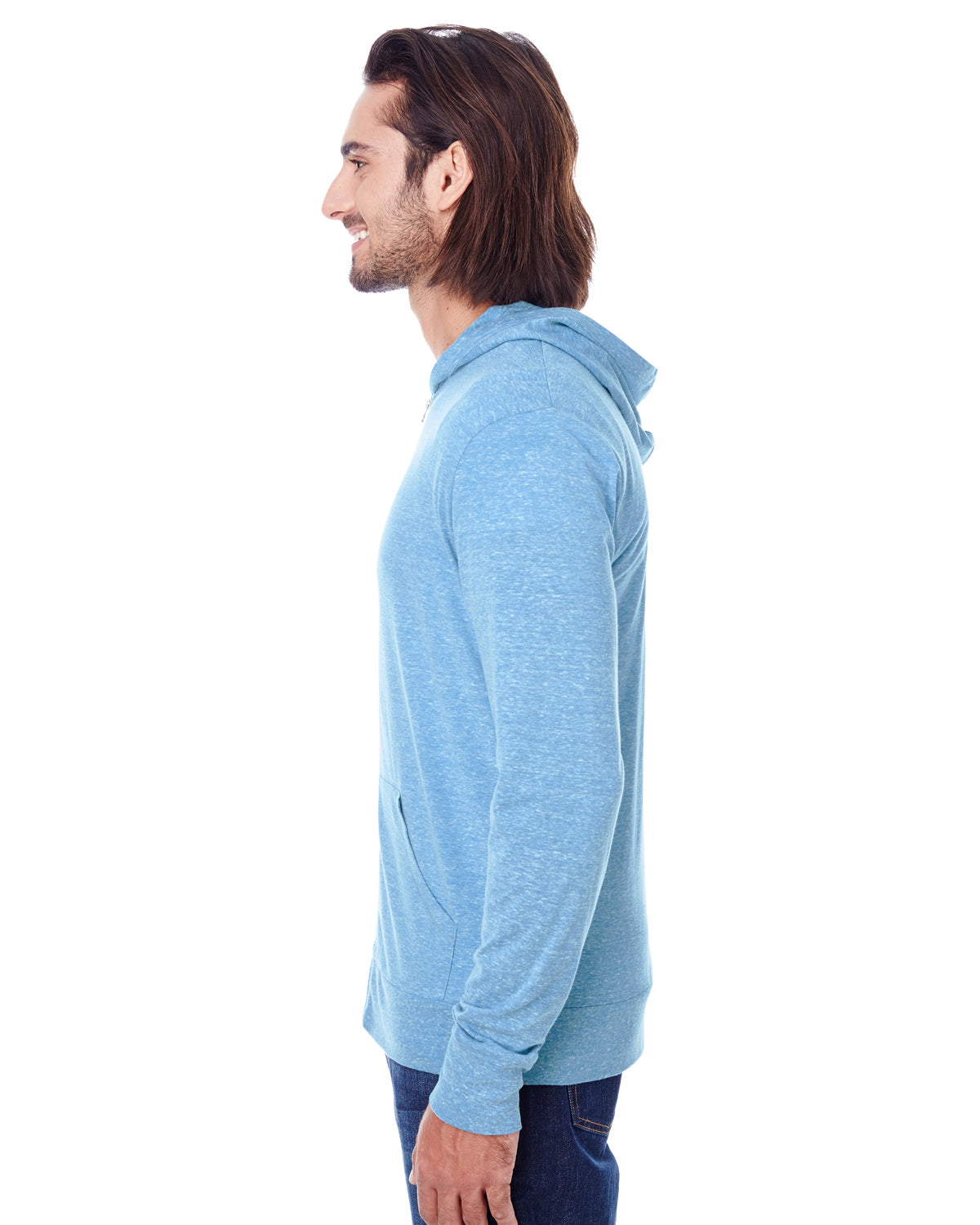 Unisex Triblend Full-Zip Light Hoodie - Royal Triblend