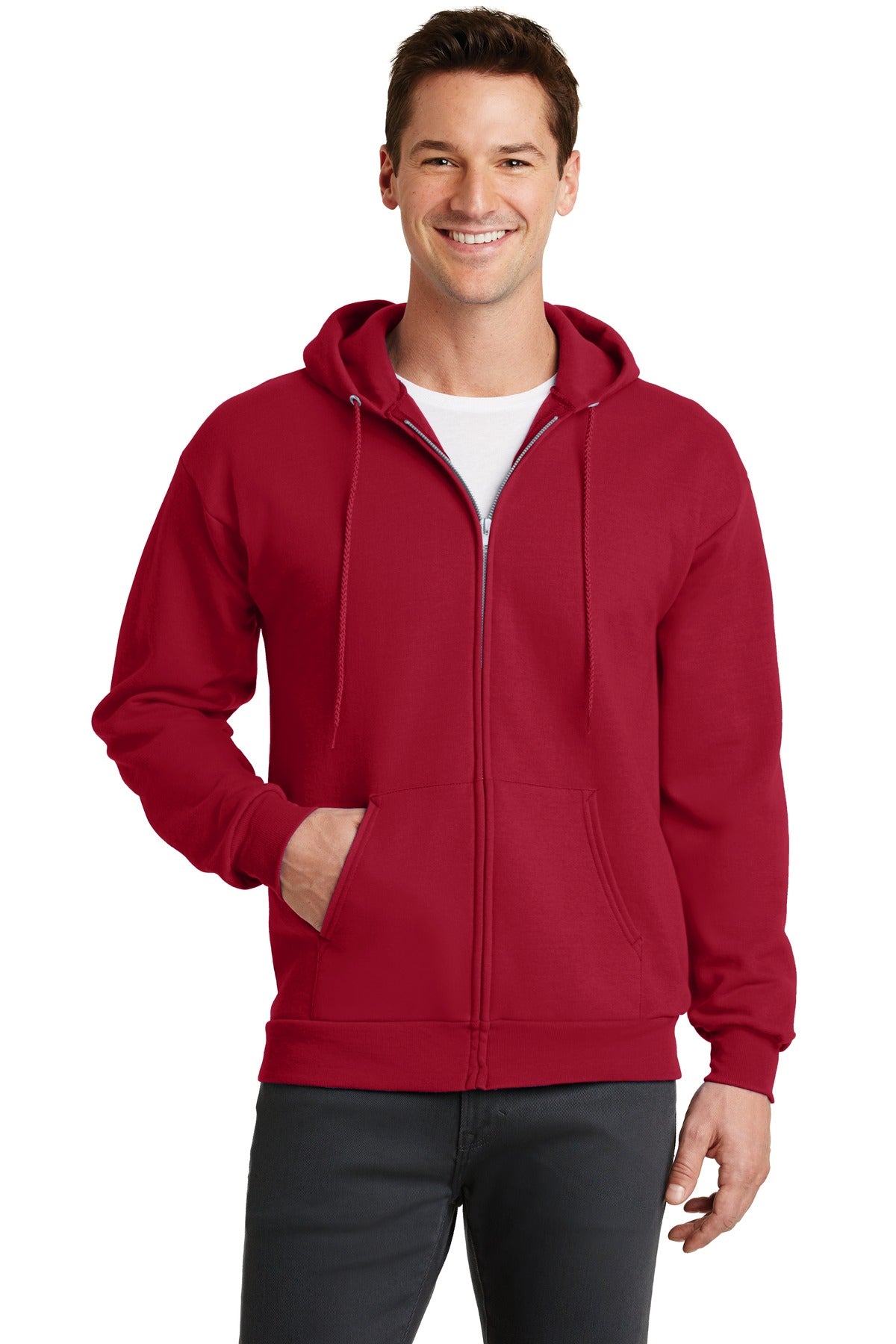 Unisex Core Fleece Full-Zip Hoodie - Red