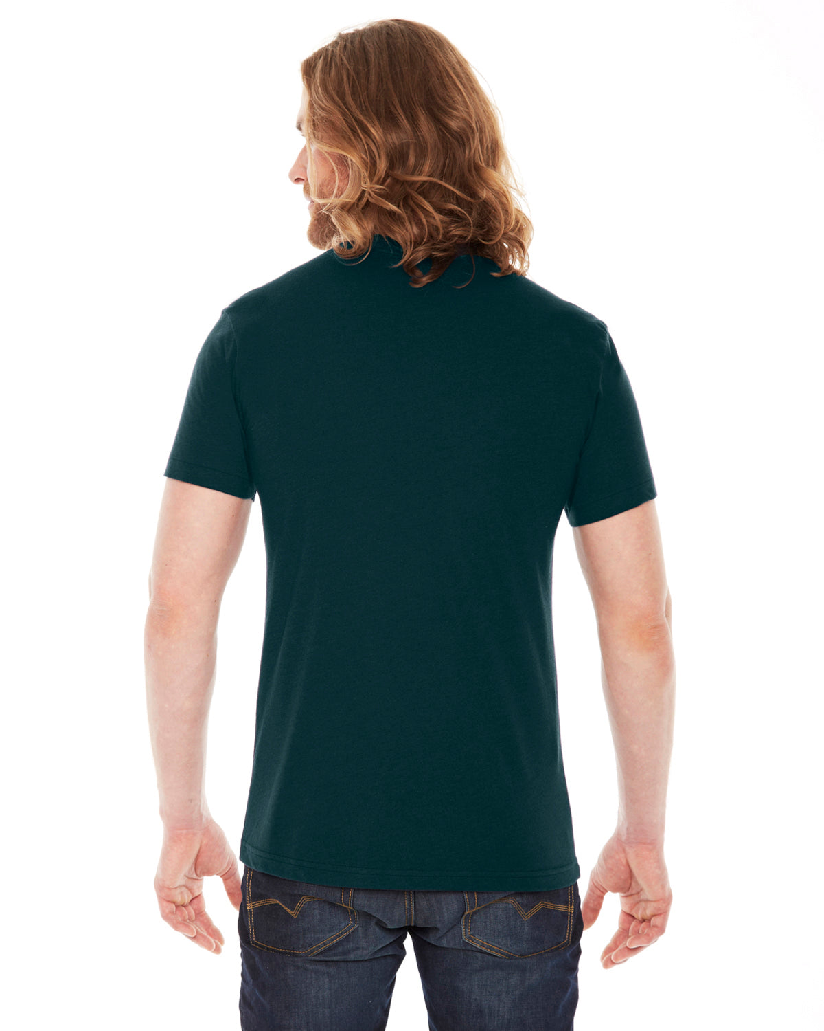 Unisex Poly-Cotton Short-Sleeve Crewneck - Black Aqua
