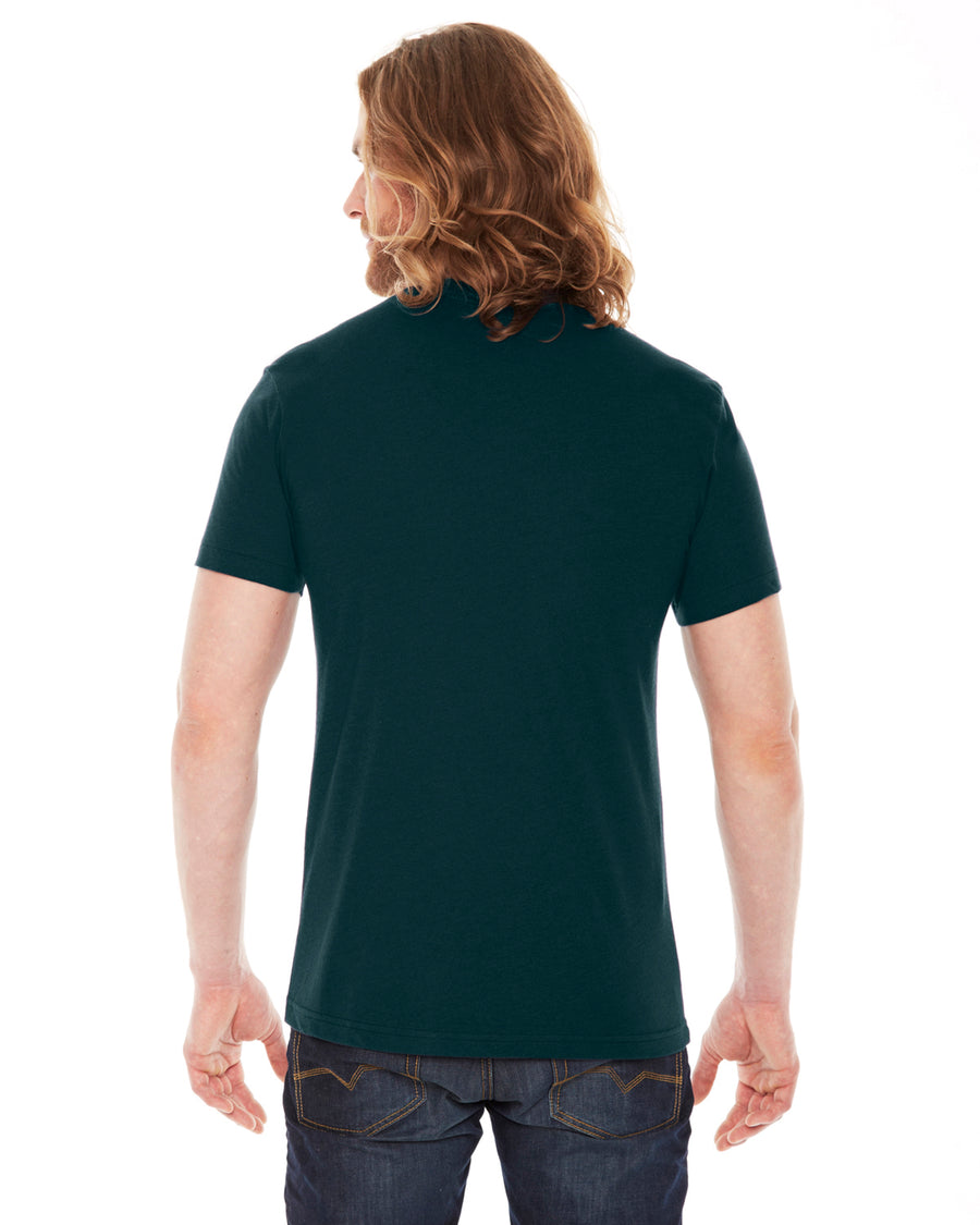 Unisex Poly-Cotton Short-Sleeve Crewneck - Black Aqua