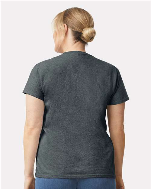 Gildan 2000L Dark Heather — on model back