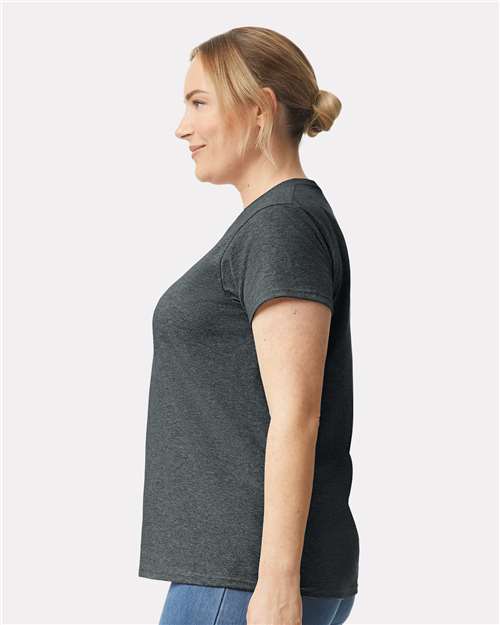 Gildan 2000L Dark Heather — on model side