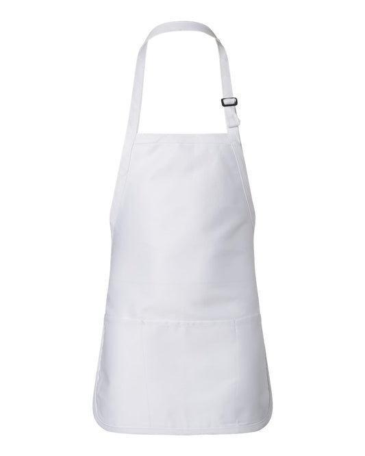 Full-Length Apron with Pouch Pocket - White