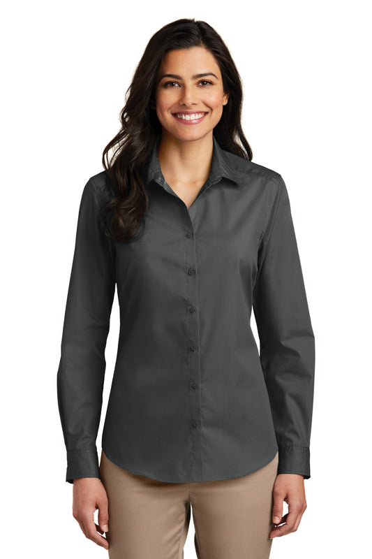 Women's Long Sleeve Carefree Poplin Shirt - Graphite