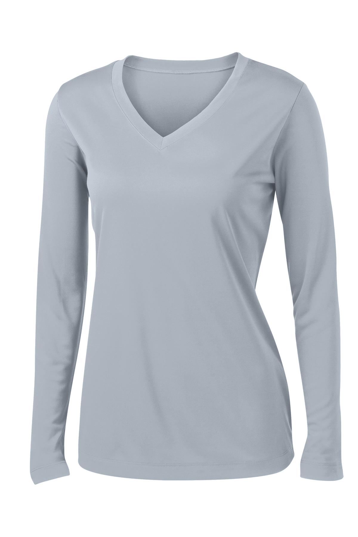 Women's Long Sleeve PosiCharge Competitor V-Neck Tee - Silver