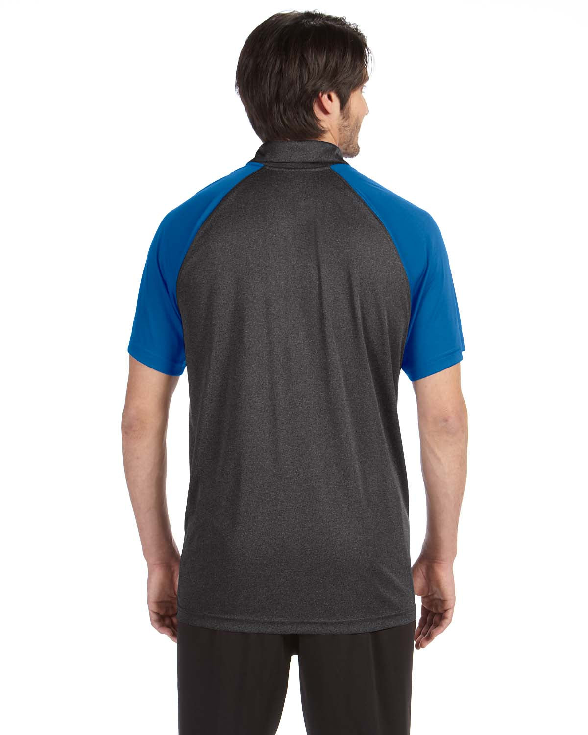 Unisex Performance Three-Button Raglan Polo - Dark Gray Heather / Sport Ry