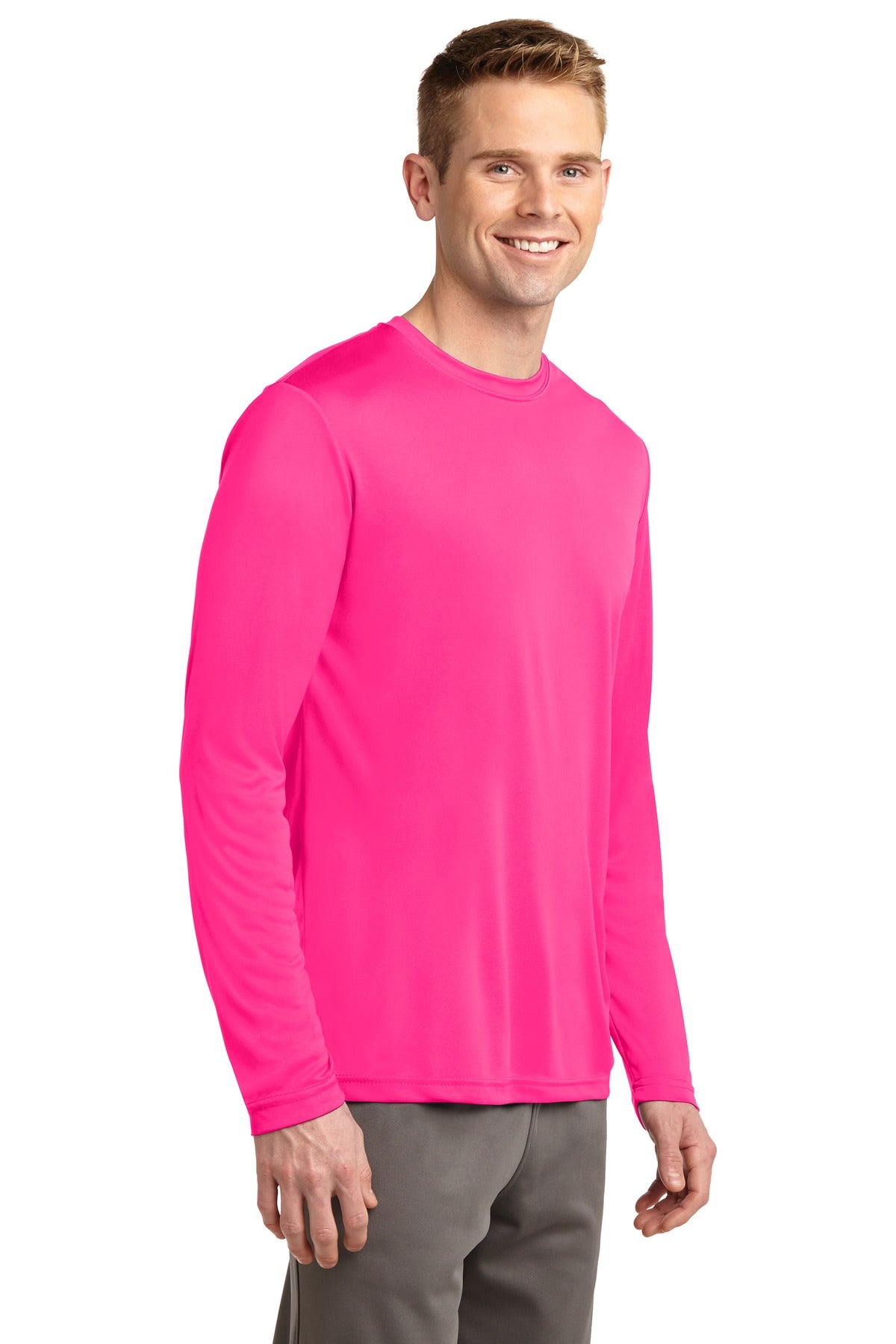 Unisex Long Sleeve PosiCharge Competitor Tee - Neon Pink