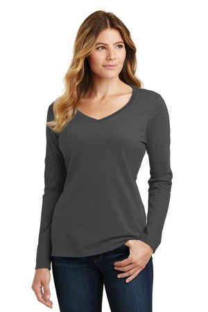 Women's Long Sleeve Fan Favorite V-Neck Tee - Charcoal