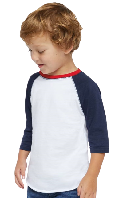 Toddler Baseball T-Shirt - White / Navy / Red