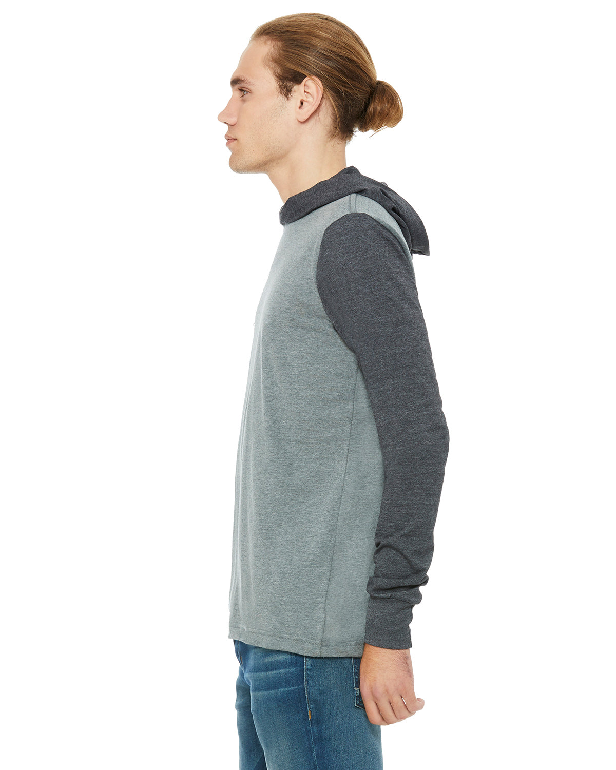 Unisex Jersey Long-Sleeve Hoodie - Heather Deep / Heather Dark Gray