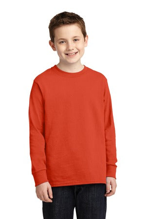 Youth Long Sleeve Core Cotton Tee - Orange