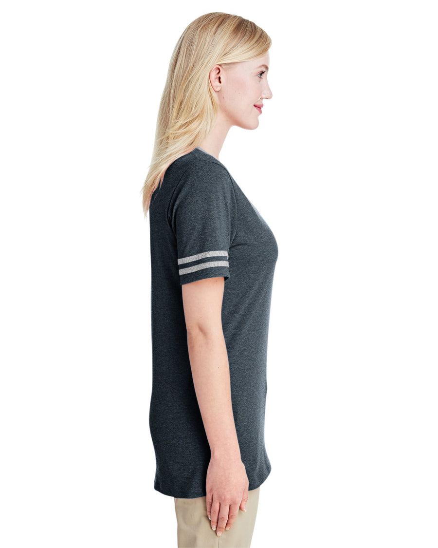 Women's TRI-BLEND Varsity V-Neck T-Shirt - Black Heather / Oxford