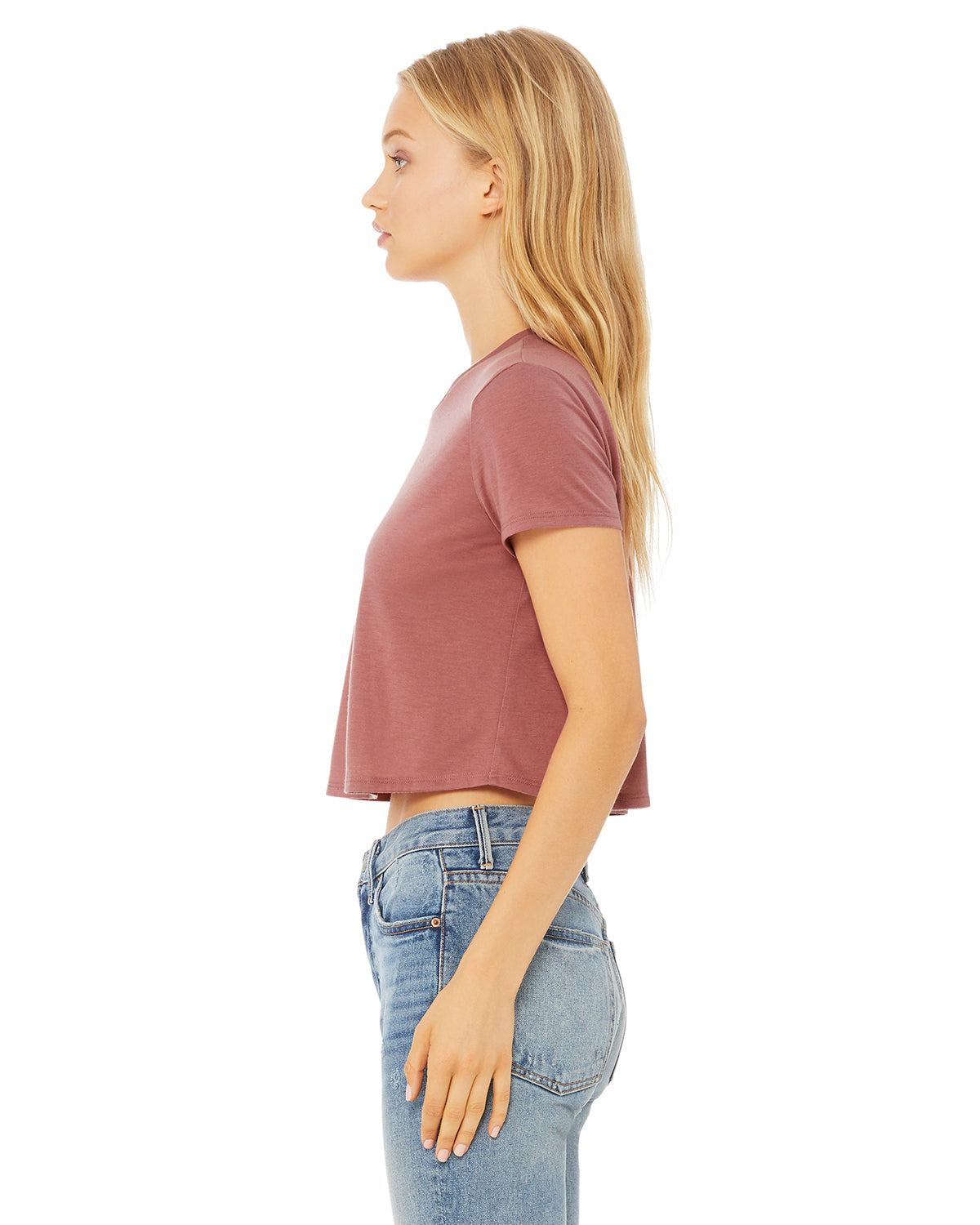 Women's Flowy Cropped T-Shirt - Mauve