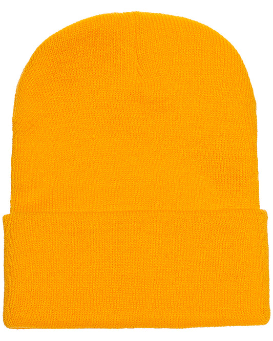Unisex Cuffed Knit Beanie - Gold