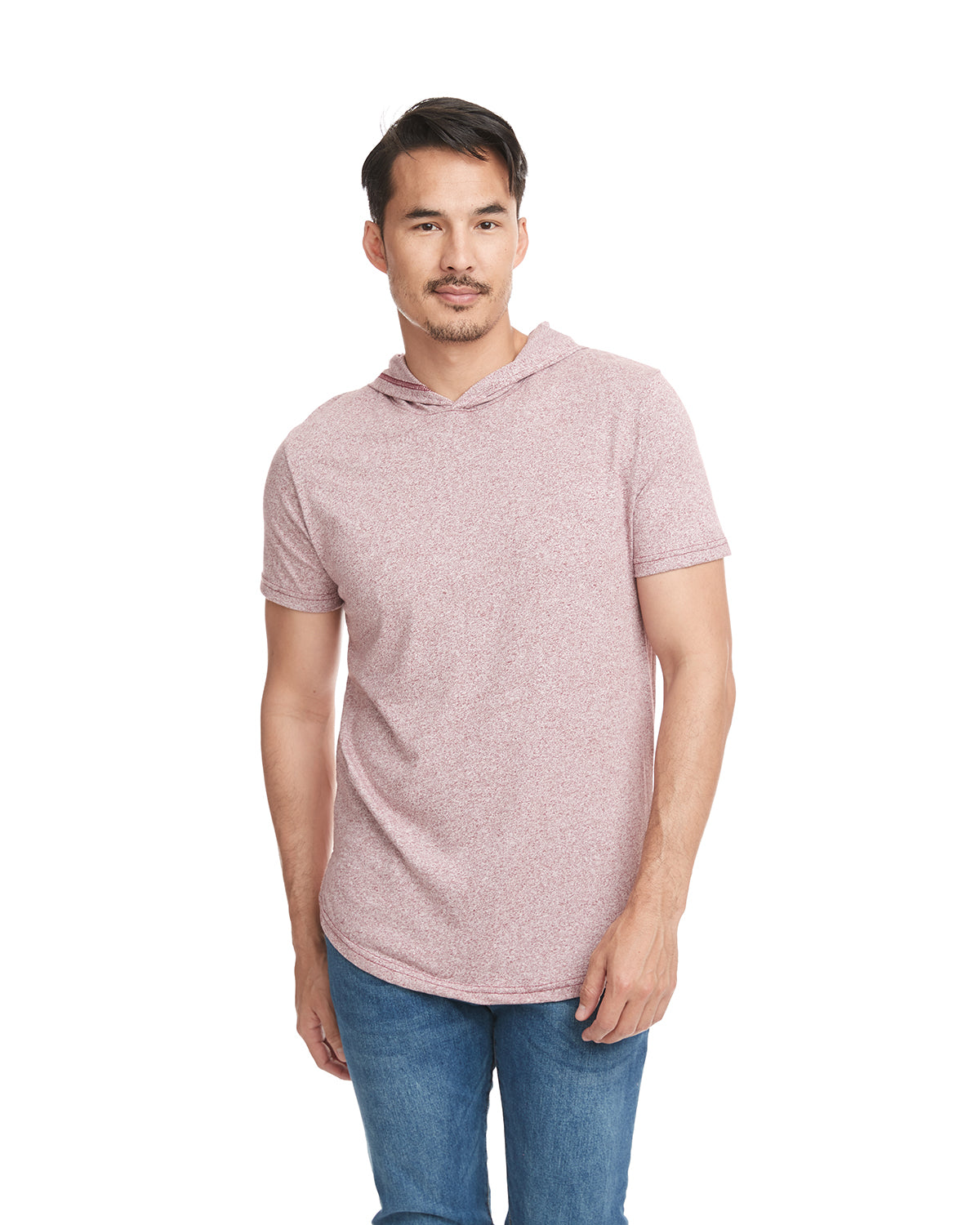 Unisex Mock Twist Short Sleeve Hoody T-Shirt - Tech Maroon