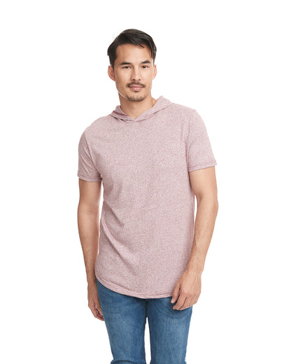 Unisex Mock Twist Short Sleeve Hoody T-Shirt - Tech Maroon