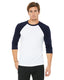 Bella + Canvas 3200 - Unisex 3/4-Sleeve Baseball T-Shirt - White / Navy