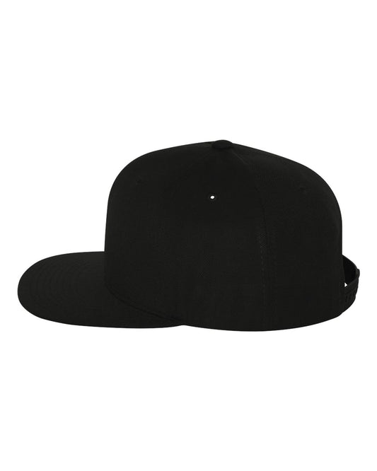 Unisex 6-Panel Structured Flat Visor Classic Snapback - Black
