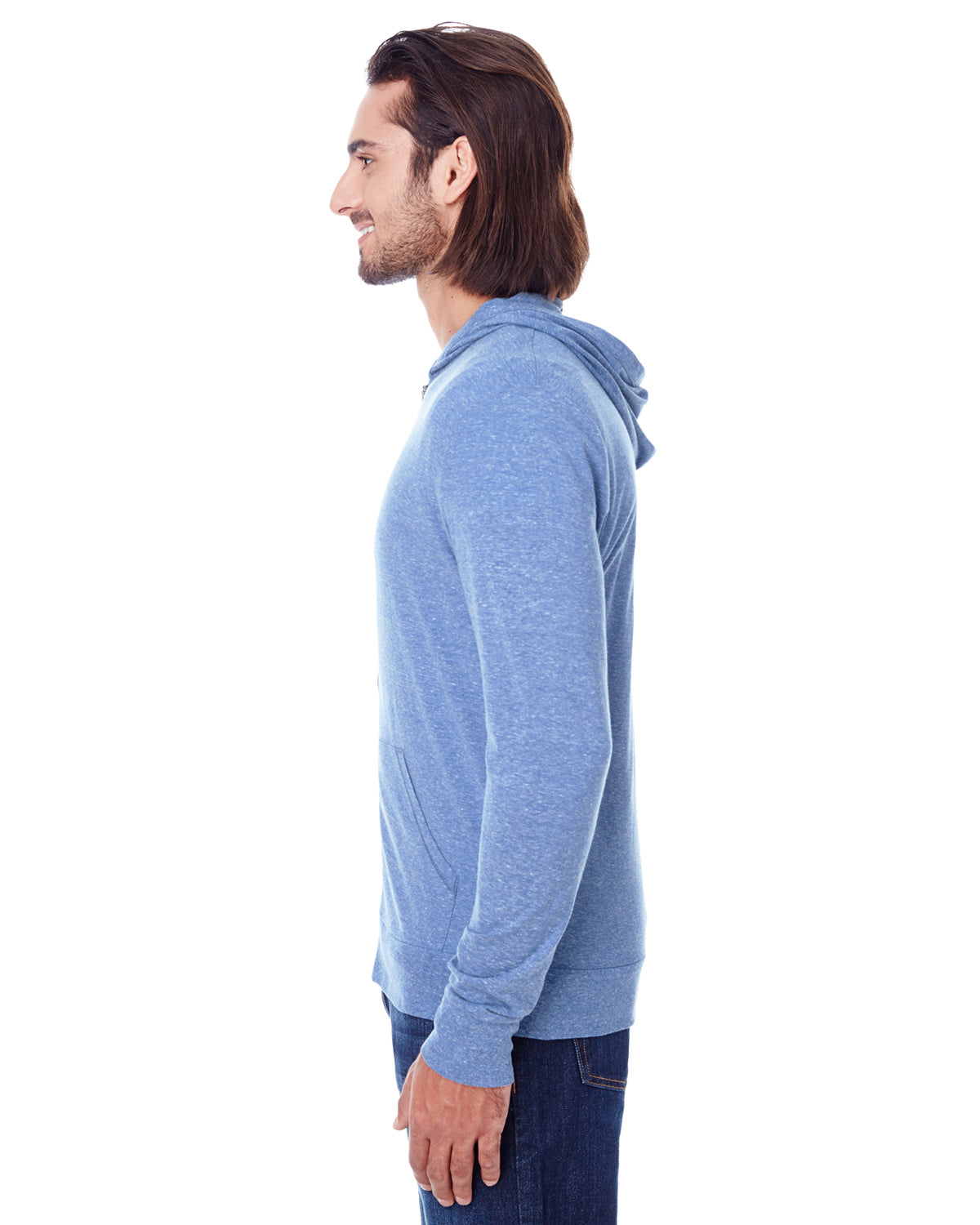 Unisex Triblend Full-Zip Light Hoodie - Navy Triblend