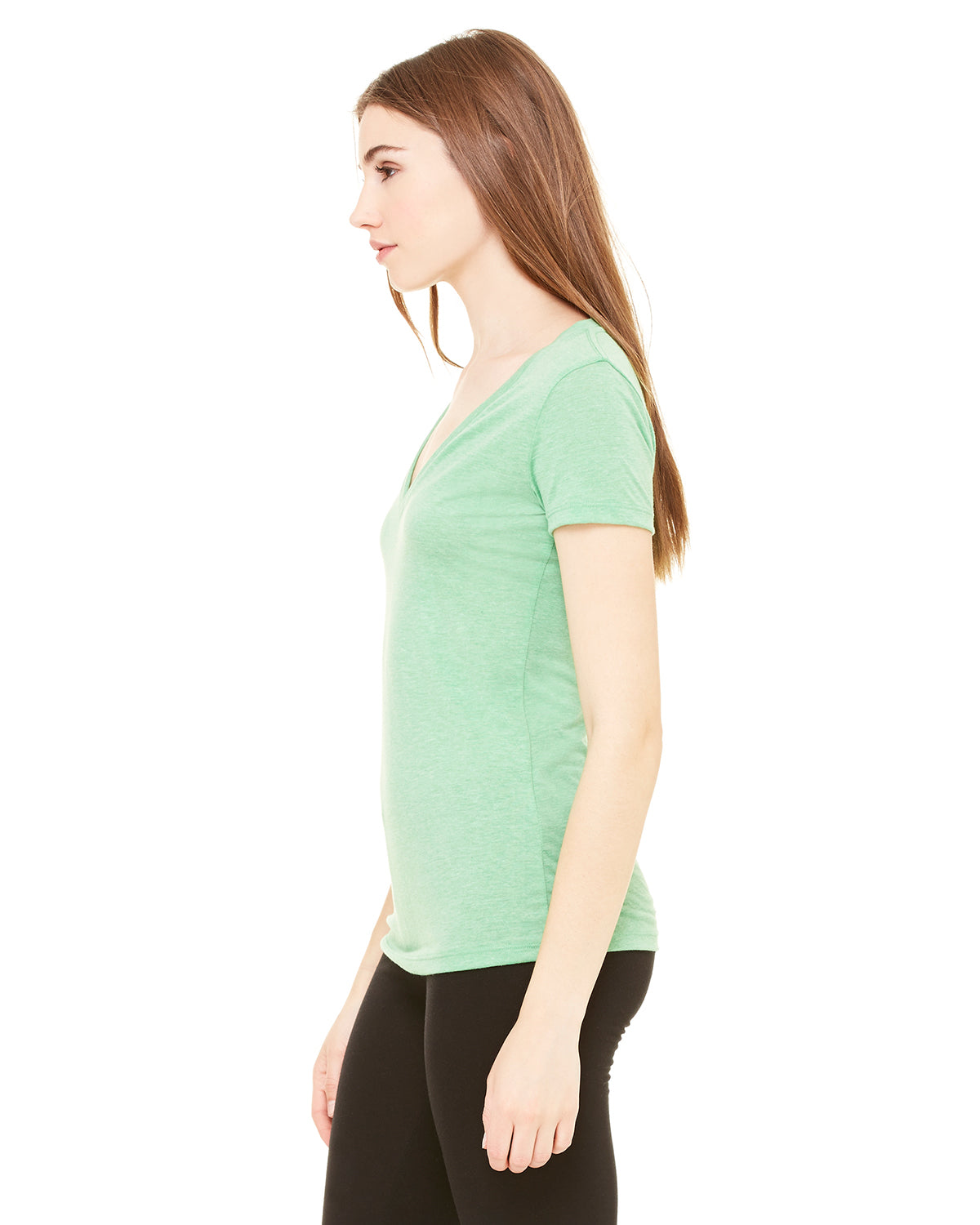 Women's Triblend Short-Sleeve Deep V-Neck T-Shirt - Green Triblend