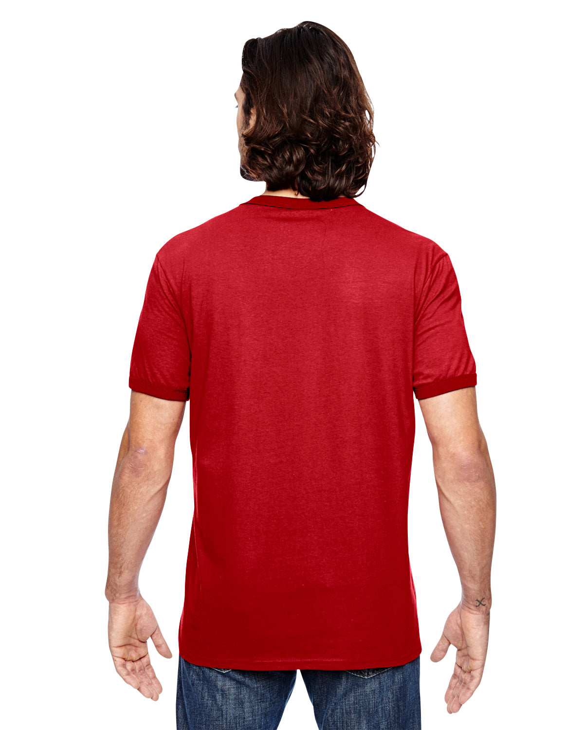 Unisex Lightweight Ringer T-Shirt - Heather Red / Red