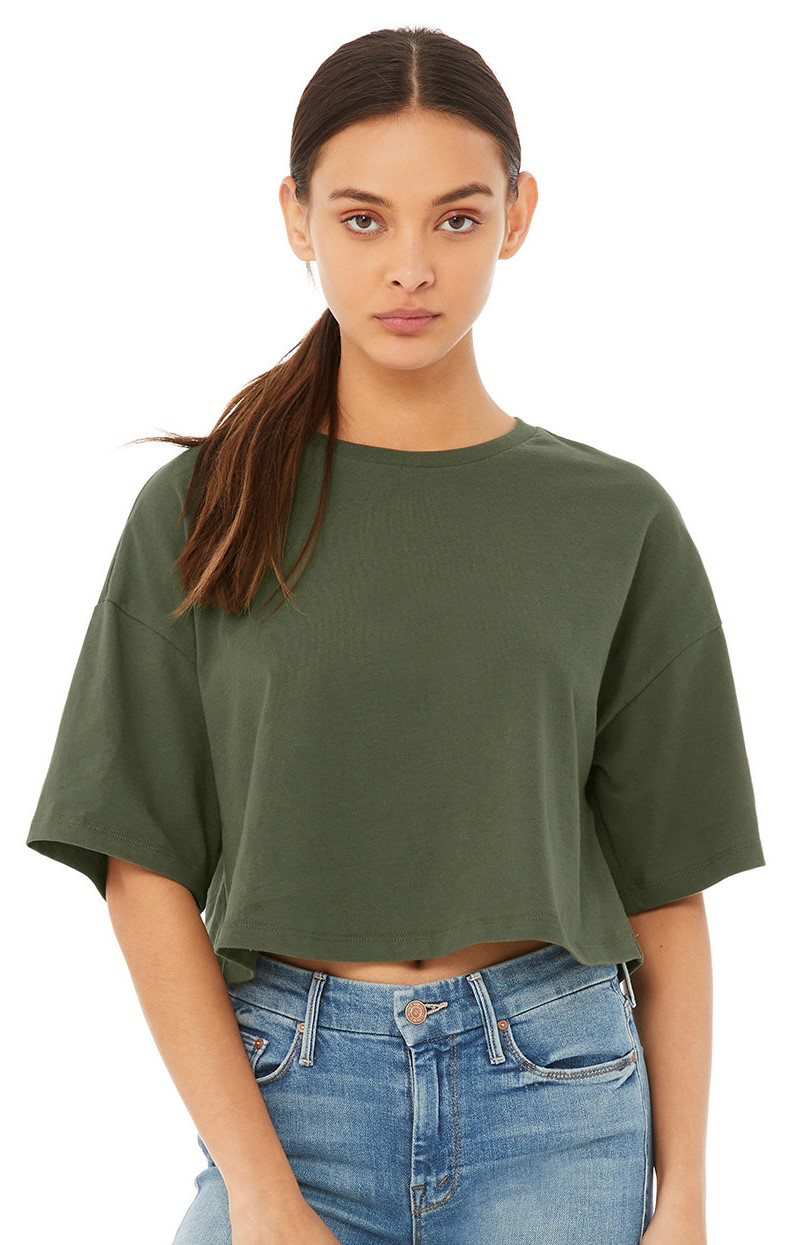 Women's Jersey Cropped T-Shirt - Military Green