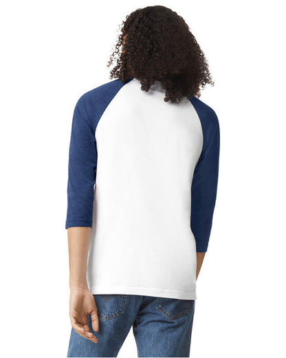 Unisex CVC Raglan T-Shirt - White Heather Indigo