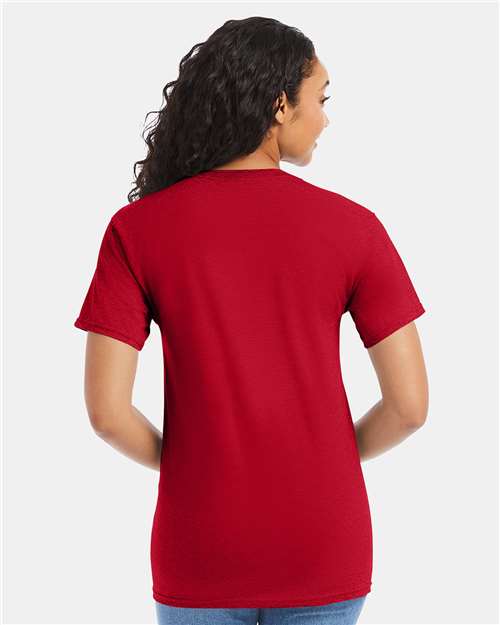 Hanes 5280 Deep Red — on model back