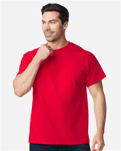 Gildan 5000 Red — on model front