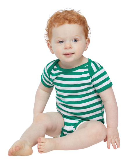 Infant Baby Rib Bodysuit - Kelly / White Str