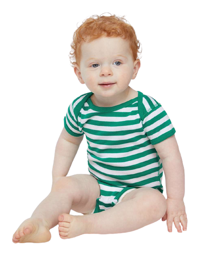 Infant Baby Rib Bodysuit - Kelly / White Str