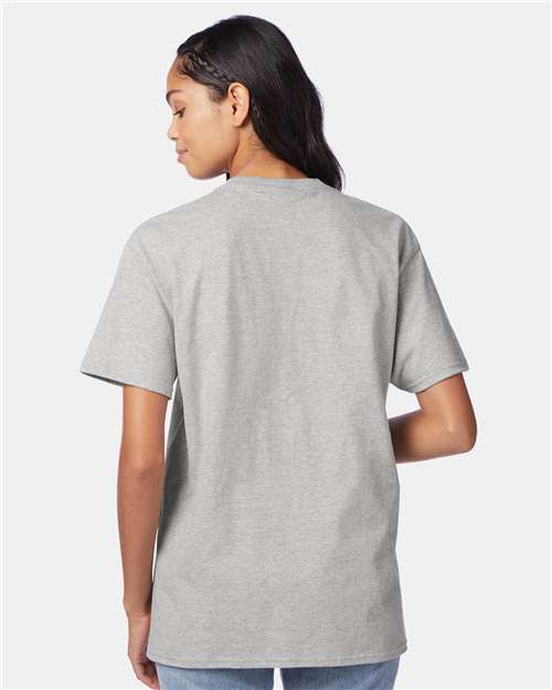 Hanes 5250 Ash — on model back