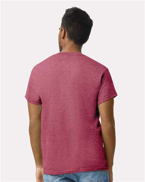 Gildan 2000 Heather Cardinal — on model back