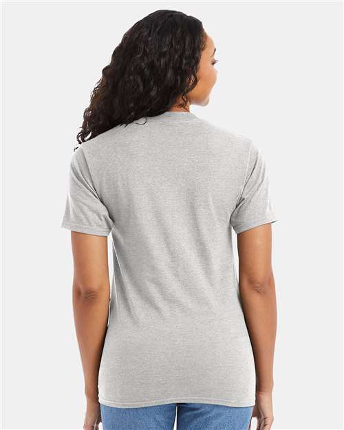Hanes 5180 Ash — on model back