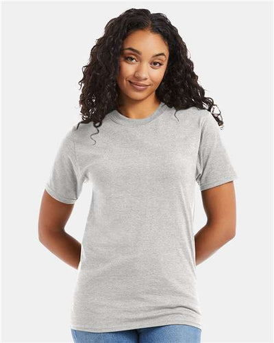 Hanes 5180 Ash — on model front