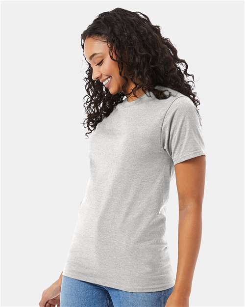 Hanes 5180 Ash — on model side