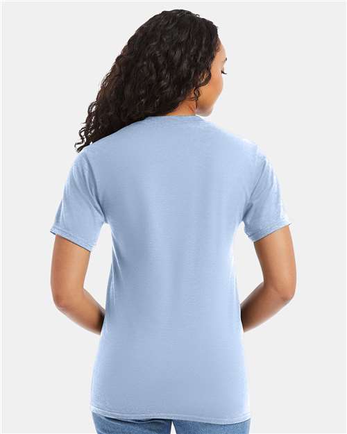 Hanes 5180 Light Blue — on model back