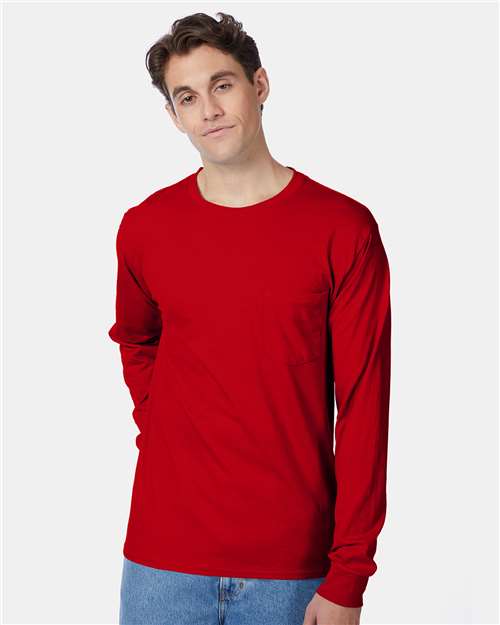 Hanes 5596 Deep Red — on model front