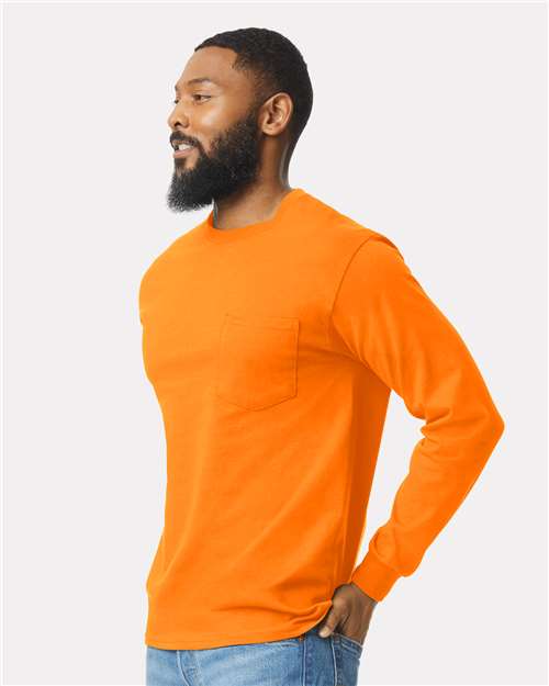 Gildan 2410 Safety Orange — on model side