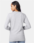 Hanes 5586 Ash — on model back