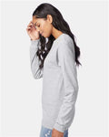 Hanes 5586 Ash — on model side