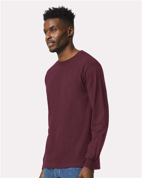 Gildan 2400 Maroon — on model side