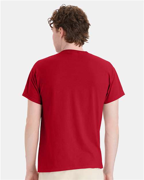 Hanes 5170 Deep Red — on model back