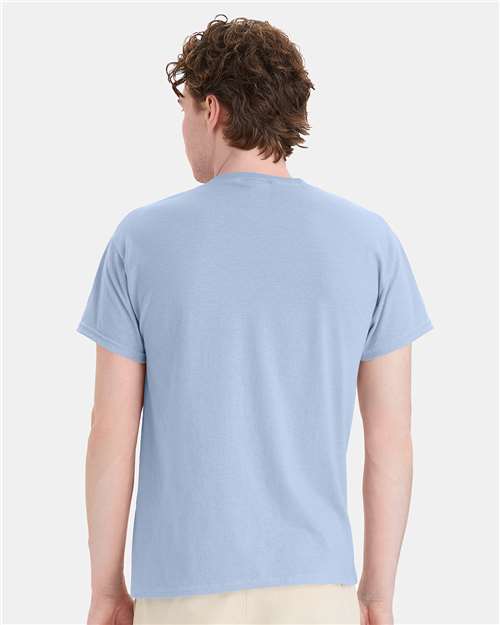 Hanes 5170 Light Blue — on model back