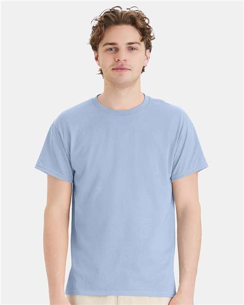Hanes 5170 Light Blue — on model front