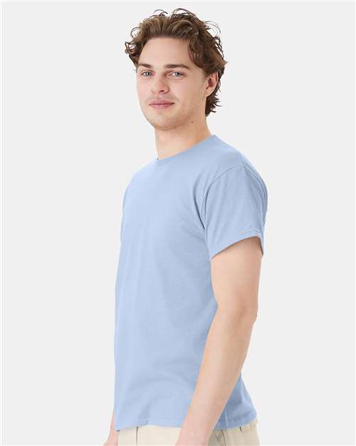 Hanes 5170 Light Blue — on model side