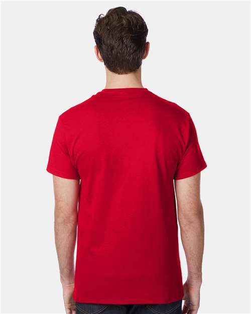 Hanes 5590 Deep Red — on model back