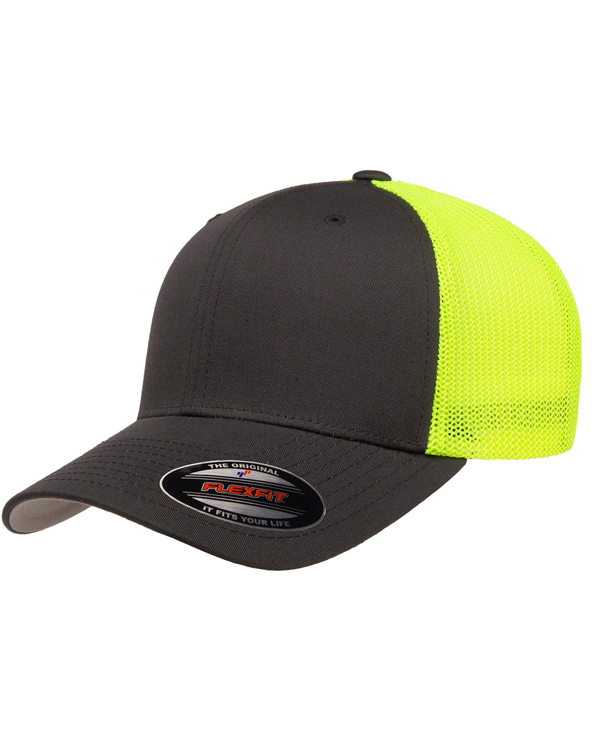 Unisex 6-Panel Trucker Cap - Charcoal / Neon Yellow