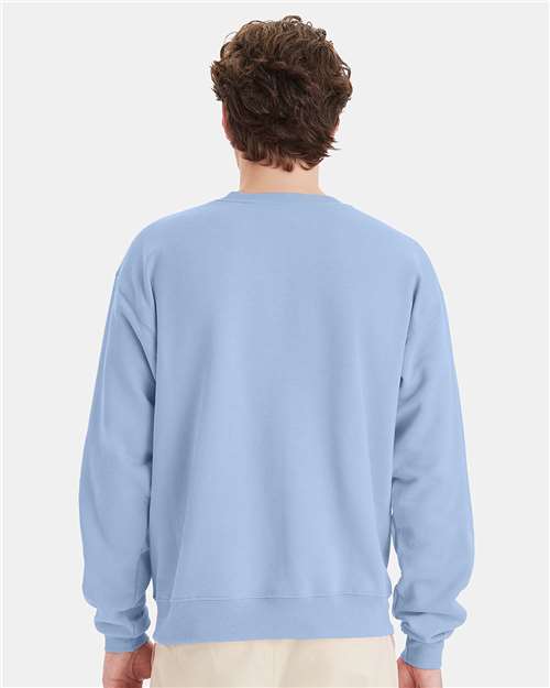 Hanes P160 Light Blue — on model back