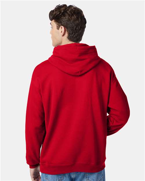 Hanes P170 Deep Red — on model back
